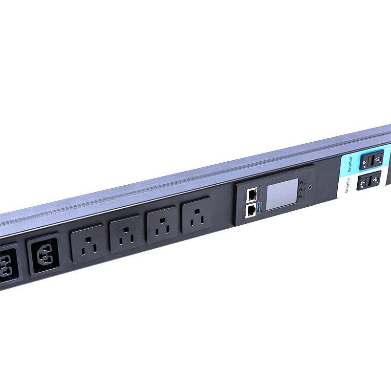 16 aljzat IEC C13 C19 és US aljzatok 1,5U folyadék mágneses megszakító függőleges TCP/IP intelligens rack PDU