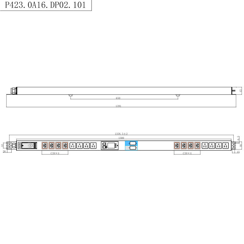 16 aljzat IEC C13 C19 és US aljzatok 1,5U folyadék mágneses megszakító függőleges TCP/IP intelligens rack PDU